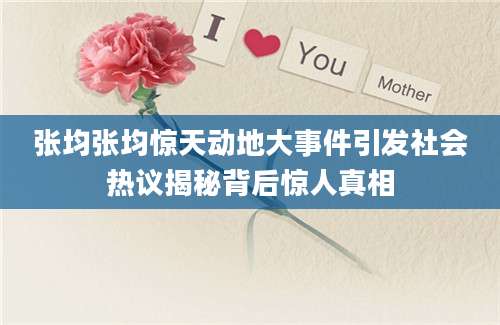 张均张均惊天动地大事件引发社会热议揭秘背后惊人真相