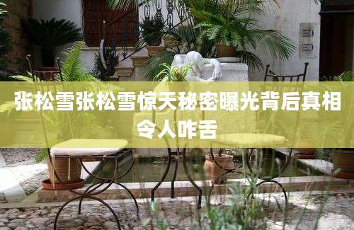 张松雪张松雪惊天秘密曝光背后真相令人咋舌