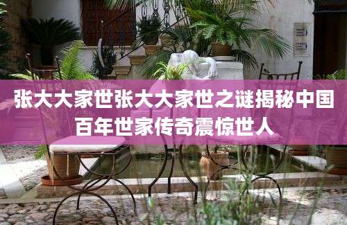 张大大家世张大大家世之谜揭秘中国百年世家传奇震惊世人