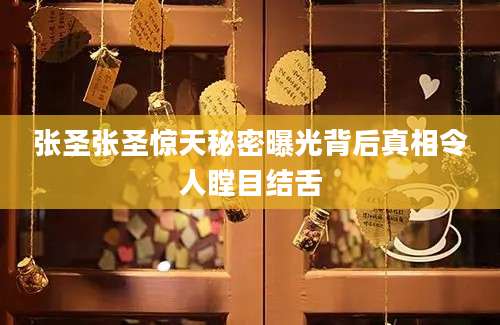 张圣张圣惊天秘密曝光背后真相令人瞠目结舌