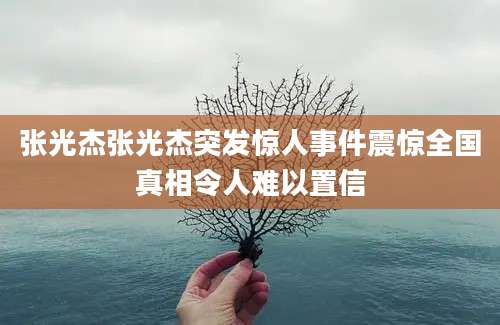 张光杰张光杰突发惊人事件震惊全国真相令人难以置信