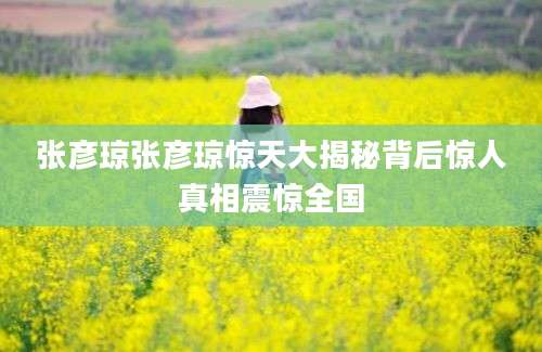 张彦琼张彦琼惊天大揭秘背后惊人真相震惊全国