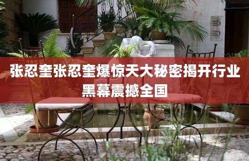 张忍奎张忍奎爆惊天大秘密揭开行业黑幕震撼全国