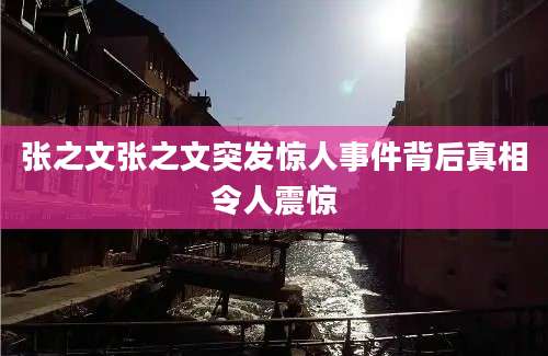 张之文张之文突发惊人事件背后真相令人震惊
