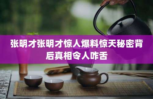 张明才张明才惊人爆料惊天秘密背后真相令人咋舌