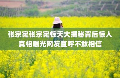 张宗宪张宗宪惊天大揭秘背后惊人真相曝光网友直呼不敢相信