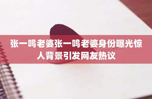张一鸣老婆张一鸣老婆身份曝光惊人背景引发网友热议